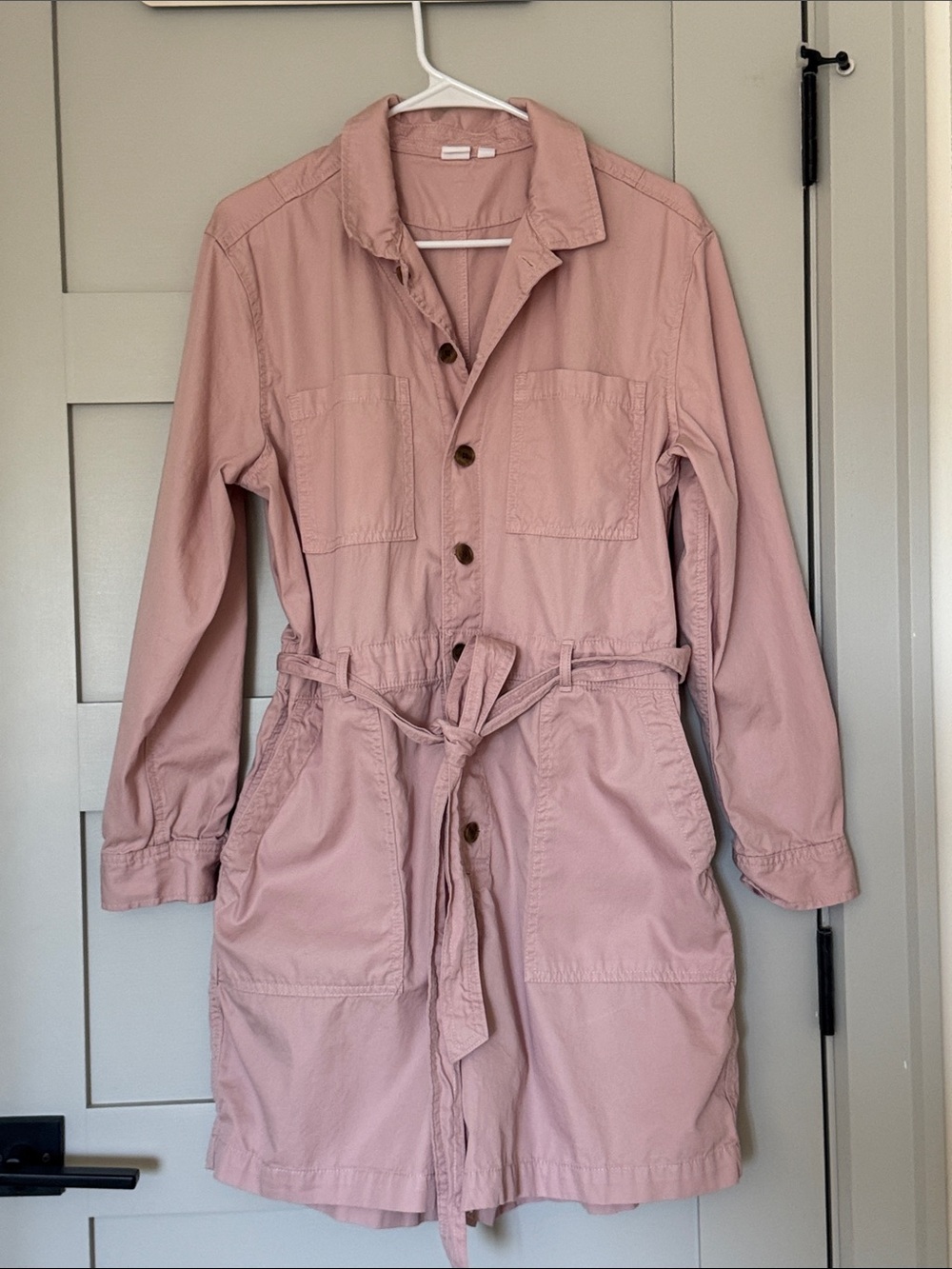 GAP Dusty Pink Utility Trench Coat with Tie Waist